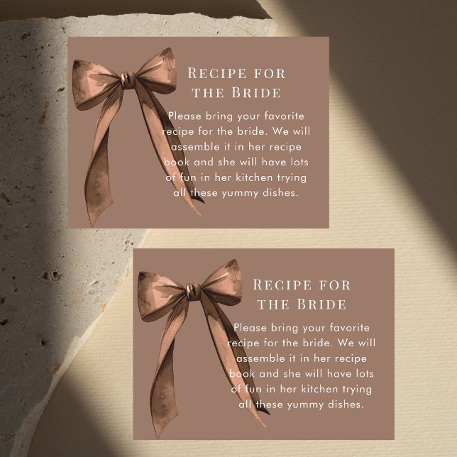 Mocha Brown Bow Recipe Request Bridal Shower Enclosure Card (Creator Uploaded)