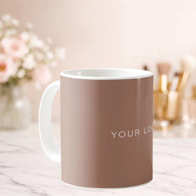 Mocha brown business logo rectangular coffee mug (Creator Uploaded)