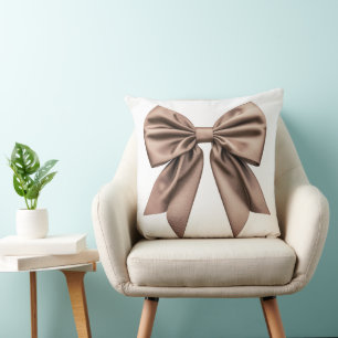 Mocha Brown Coquette Bow Cushion