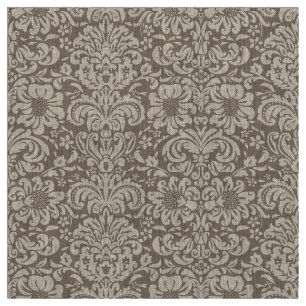Mocha Brown Floral Damask Fabric