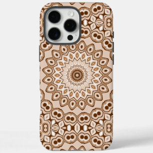 Mocha Brown Geometric Mandala Pattern iPhone 16 Pro Max Case