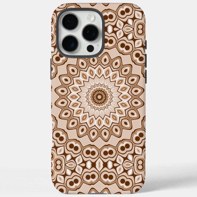 Mocha Brown Geometric Mandala Pattern Case-Mate iPhone Case (Back)