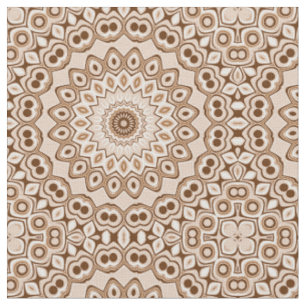 Mocha Brown Geometric Mandala Pattern Fabric
