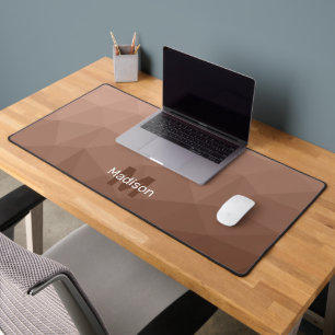 Mocha Brown geometric mesh pattern Monogram Desk Mat