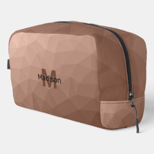 Mocha Brown geometric mesh pattern Monogram Dopp Kit