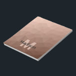 Mocha Brown geometric mesh pattern Monogram Notepad<br><div class="desc">Monogram Personalise notepad school office stationery with your custom initial and name. Triangle geometric mesh with light dark brown ombre gradient.</div>
