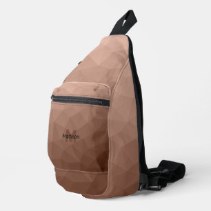 Mocha Brown geometric mesh pattern Monogram Sling Bag