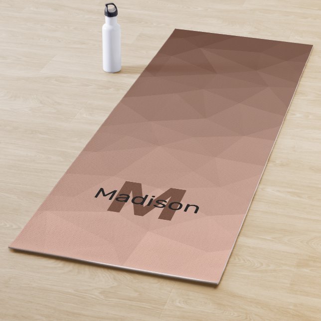 Mocha Brown geometric mesh pattern Monogram Yoga Mat (In Situ)