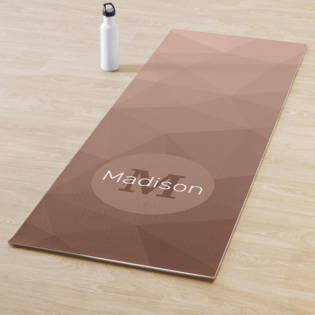 Mocha Brown geometric mesh pattern Monogram Yoga Mat (In Situ)
