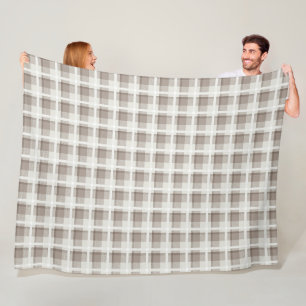 Mocha Brown Gingham buffalo plaid check Fleece Blanket