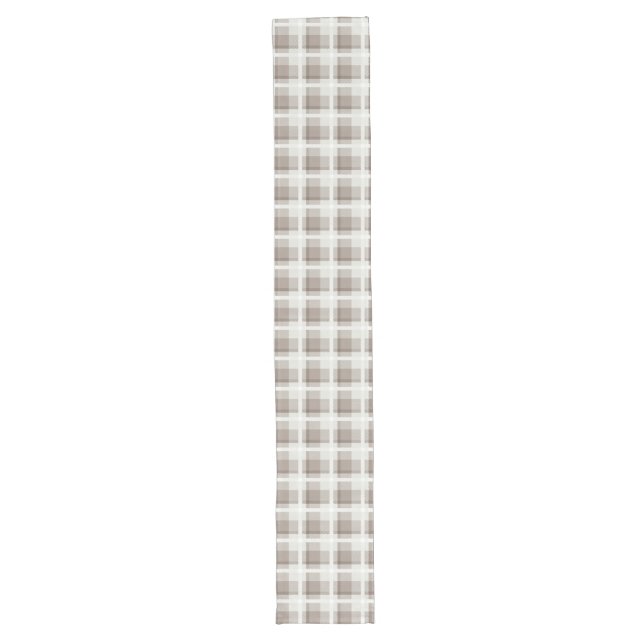 Mocha Brown Gingham buffalo plaid check  Long Table Runner (Front)