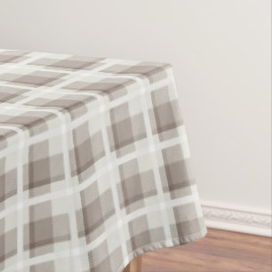 Mocha Brown Gingham buffalo plaid check Tablecloth
