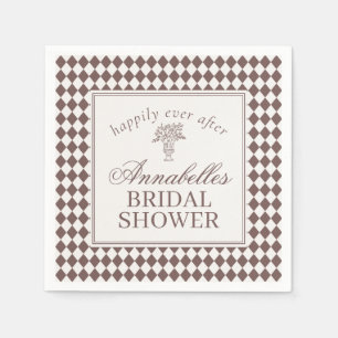 Mocha Brown Harlequin Chequered Bridal Shower Napkin