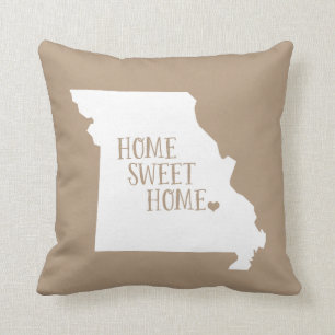 Mocha Brown Missouri Home Sweet Home State Cushion