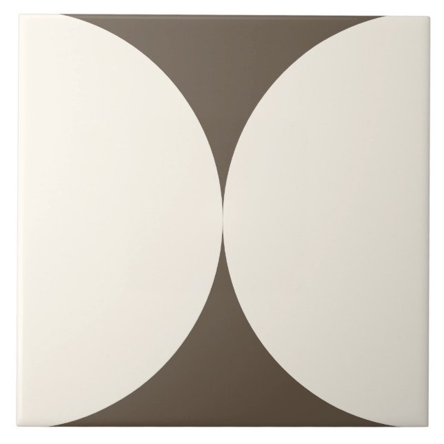 Mocha Brown Modern Geometric Semi circle Tile (Front)