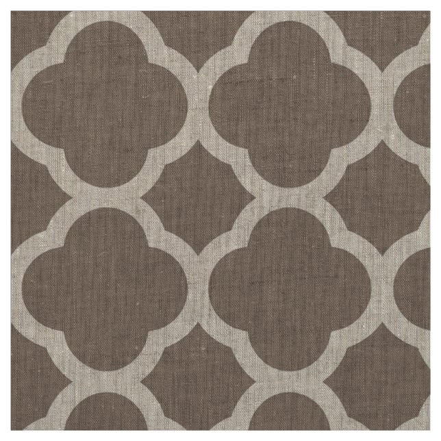 Mocha Brown Modern Quatrefoil Large Scale Fabric (Swatch)