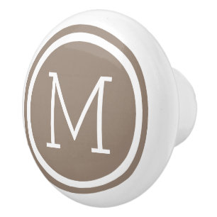 Mocha Brown Monogram Personalised Drawer Knob