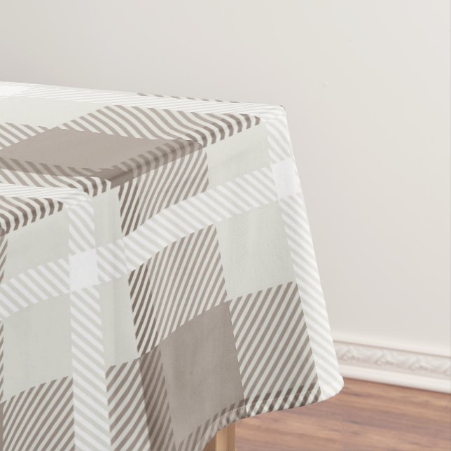 Mocha Brown Moroccan buffalo plaid check  Tablecloth (In Situ)