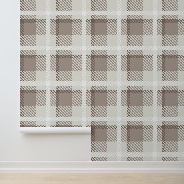 Mocha Brown Moroccan buffalo plaid check  Wallpaper (Application)
