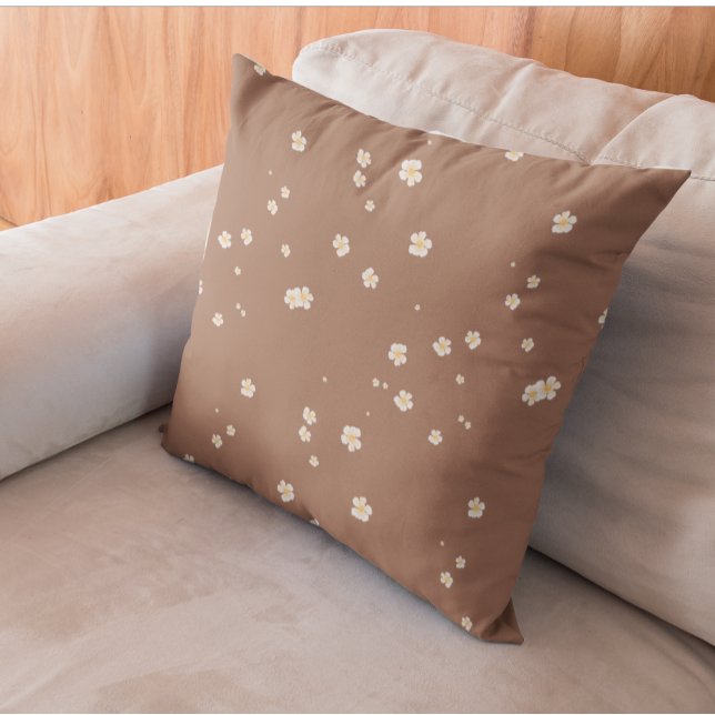 Mocha Brown Mousse White Floral Cushion (Creator Uploaded)