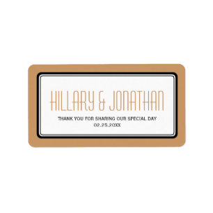 Mocha brown rectangular frame wedding favour label