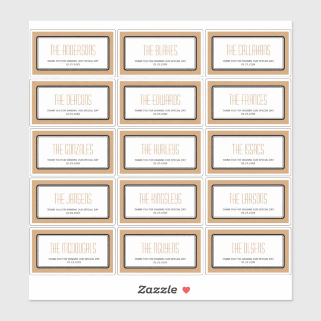 Mocha brown rectangular individual 15 labels (Sheet)