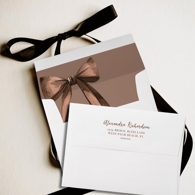 Mocha Brown She's Tying The Knot Bow Bridal Shower Envelope (Creator Uploaded)