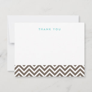 Mocha Brown Simple Chevron Thank You Note Cards