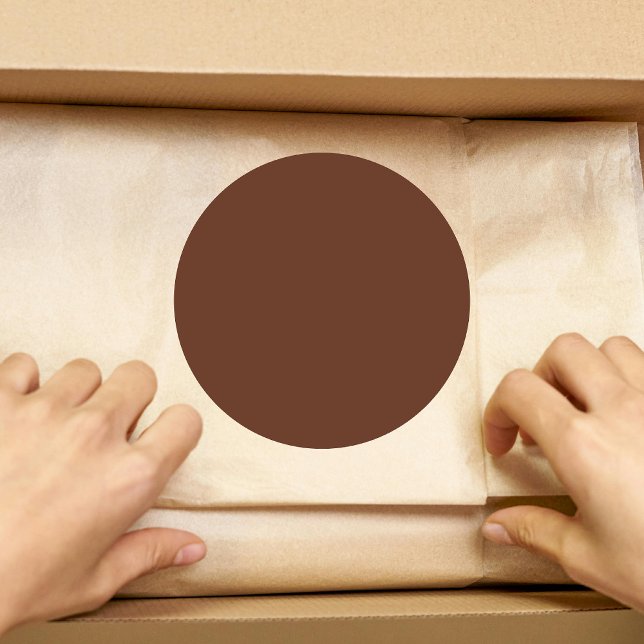 Mocha Brown Solid Colour | Classic | Elegant Round Sticker (Creator Uploaded)
