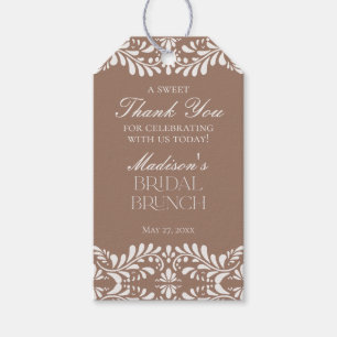 Mocha Brown Talavera Fiesta Bridal Brunch Favour Gift Tags