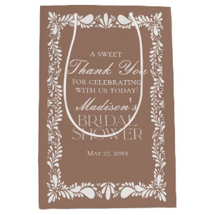 Mocha Brown Talavera Fiesta Bridal Shower Favour Medium Gift Bag