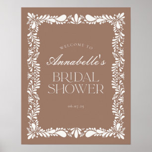 Mocha Brown Talavera Fiesta Bridal Shower Welcome Poster