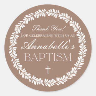 Mocha Brown Talavera Spanish Fiesta Baptism Favour Classic Round Sticker