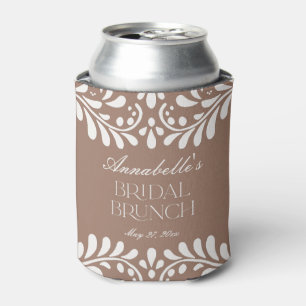 Mocha Brown Talavera Spanish Fiesta Bridal Brunch Can Cooler