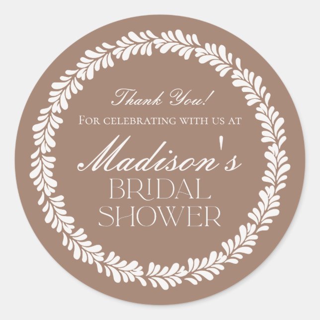 Mocha Brown Talavera Spanish Fiesta Bridal Shower Classic Round Sticker (Front)