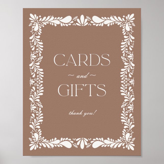 Mocha Brown Talavera Tile Cards and Gifts Sign (Front)
