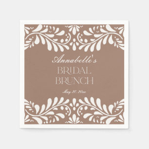 Mocha Brown Talavera Tile Fiesta Bridal Brunch Napkin