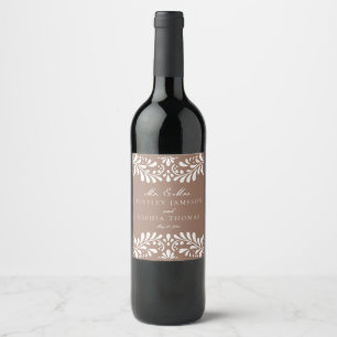 Mocha Brown Talavera Tile Fiesta Wedding Wine Label