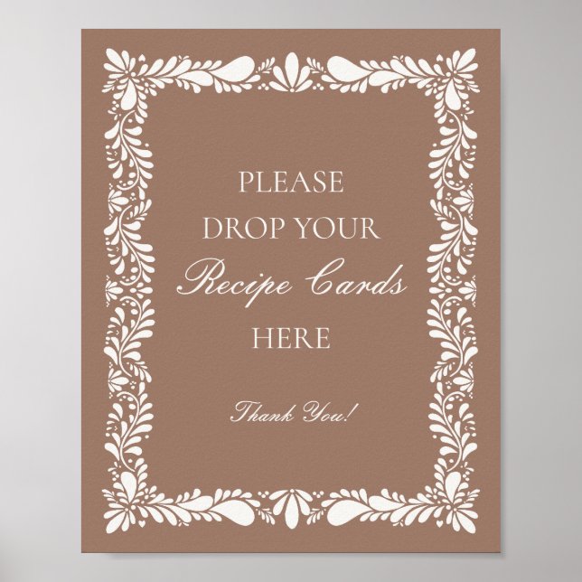 Mocha Brown Talavera Tile Share a Recipe Bridal Poster (Front)