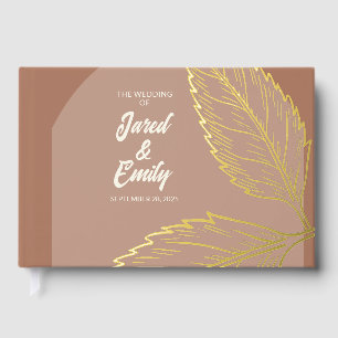 Mocha Brown Wedding Foil Guest Book