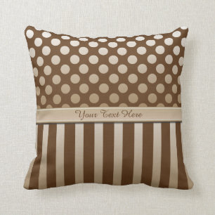 Mocha Chocolate Polka Dot Ribbon Throw Pillow