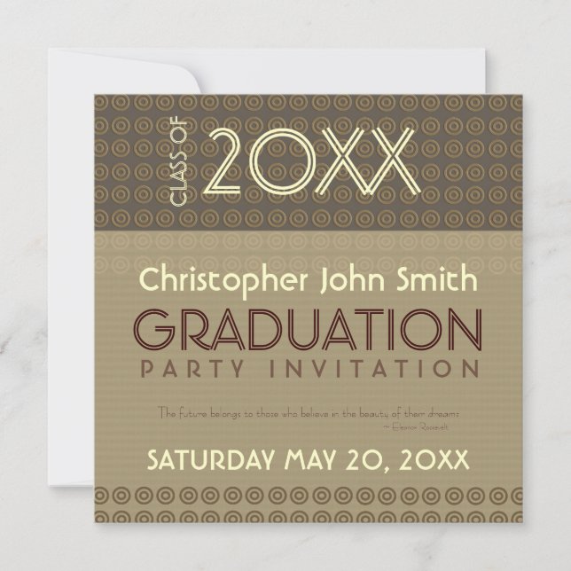 Mocha Circles Trendy Modern Graduation Invitation (Front)