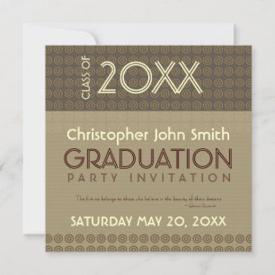 Mocha Circles Trendy Modern Graduation Invitation