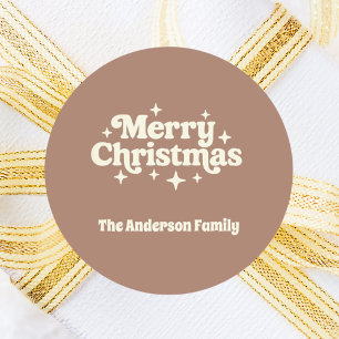 Mocha coffee cream Merry Christmas favor Classic Round Sticker