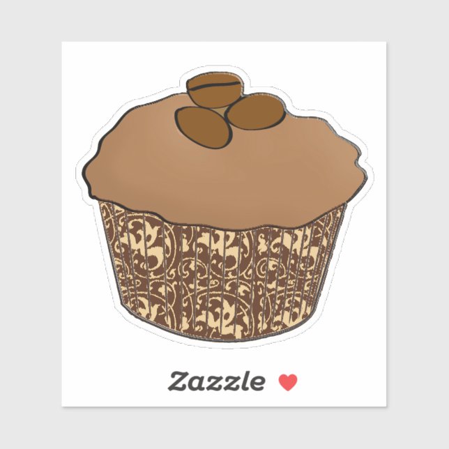 Mocha / Coffee Frosted Cupcake, Lace Background (Sheet)