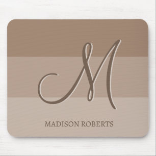 Mocha Colour Blocks Personalised Monogram Mouse Pad