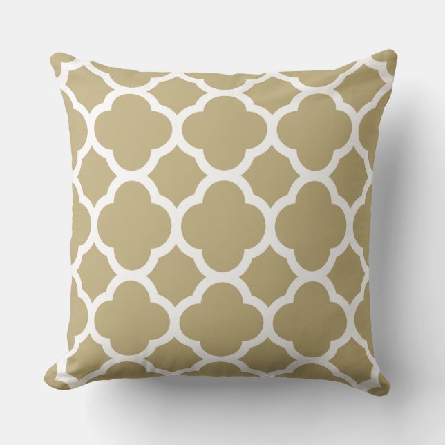 Mocha Colour Quatrefoil Pattern Cushion (Front)