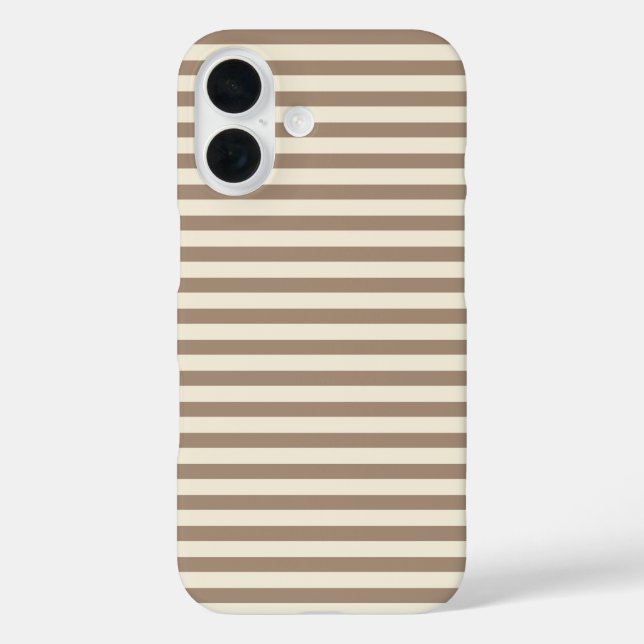Mocha & Cream Cute Horizontal Striped Case-Mate iPhone Case (Back)