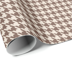 Mocha & Cream Houndstooth Pattern Elegant Warm N Wrapping Paper