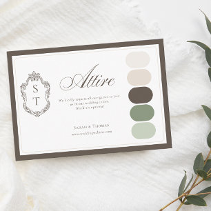 Mocha Cream Sage Green Wedding Attire Colour Enclosure Card